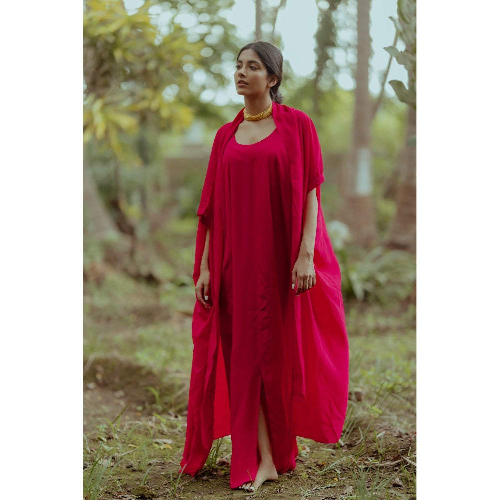 Paulmi & Harsh Rani Print Slit Maxi with Jacket (Set of 3)