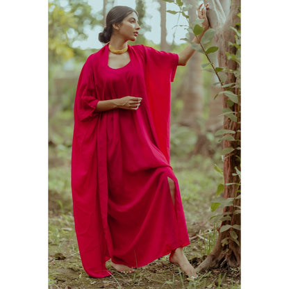 Paulmi & Harsh Rani Print Slit Maxi with Jacket (Set of 3)