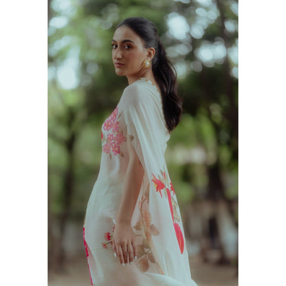 Paulmi & Harsh Rose And Anar Print One Shoulder Dress with Coin Detailing (Set of 2)