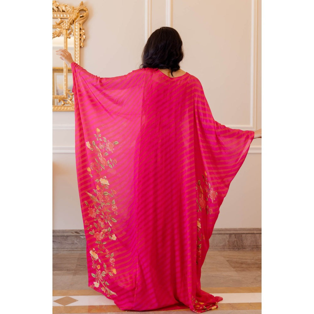 Paulmi & Harsh Hot Pink Leheriya Kaftan