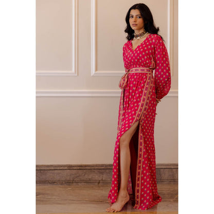 Paulmi & Harsh Rani Georgette Butti Printed Kaftan (Set of 2)