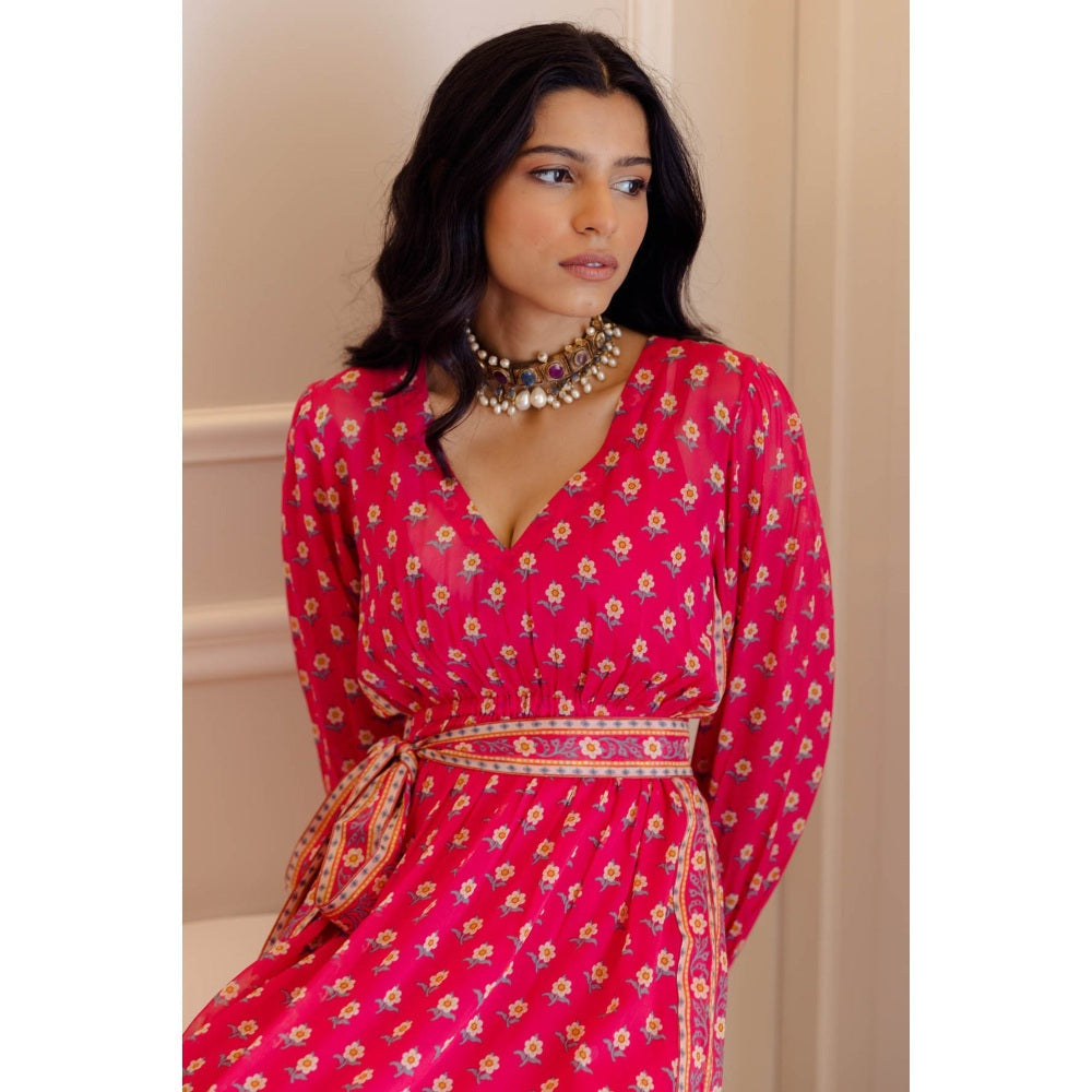 Paulmi & Harsh Rani Georgette Butti Printed Kaftan (Set of 2)