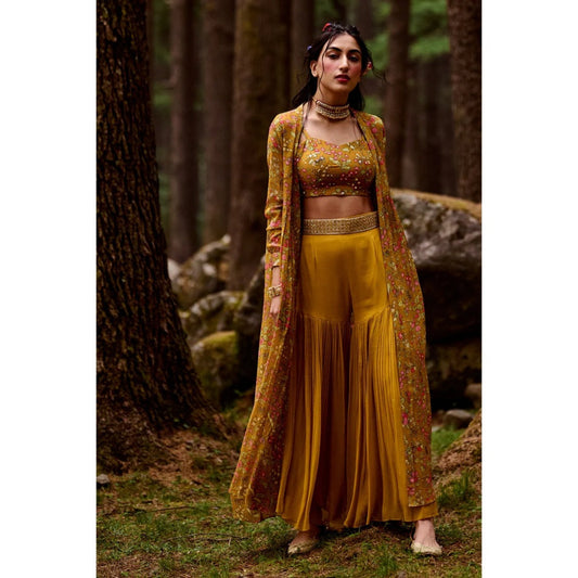 Paulmi & Harsh Strawberry Print Ochre Yellow (Set of 4)