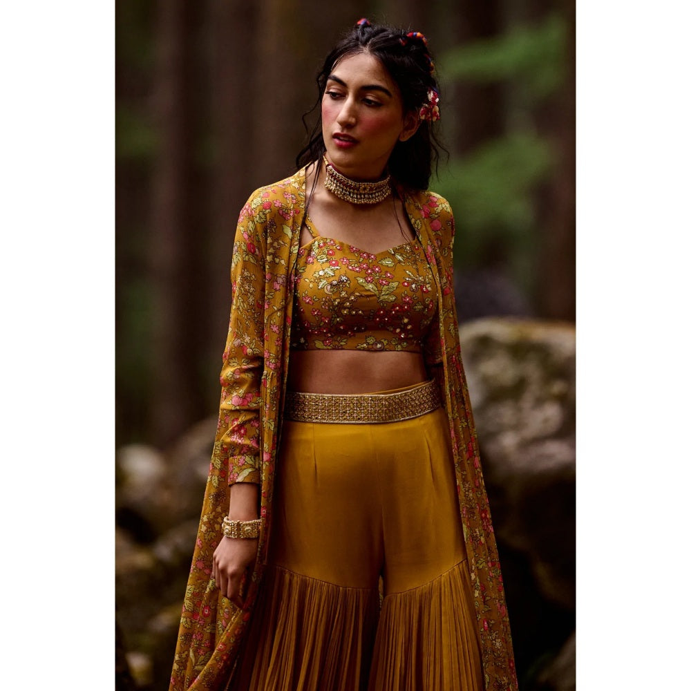 Paulmi & Harsh Strawberry Print Ochre Yellow (Set of 4)