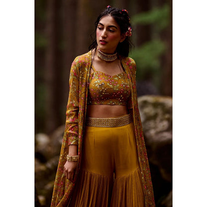 Paulmi & Harsh Strawberry Print Ochre Yellow (Set of 4)