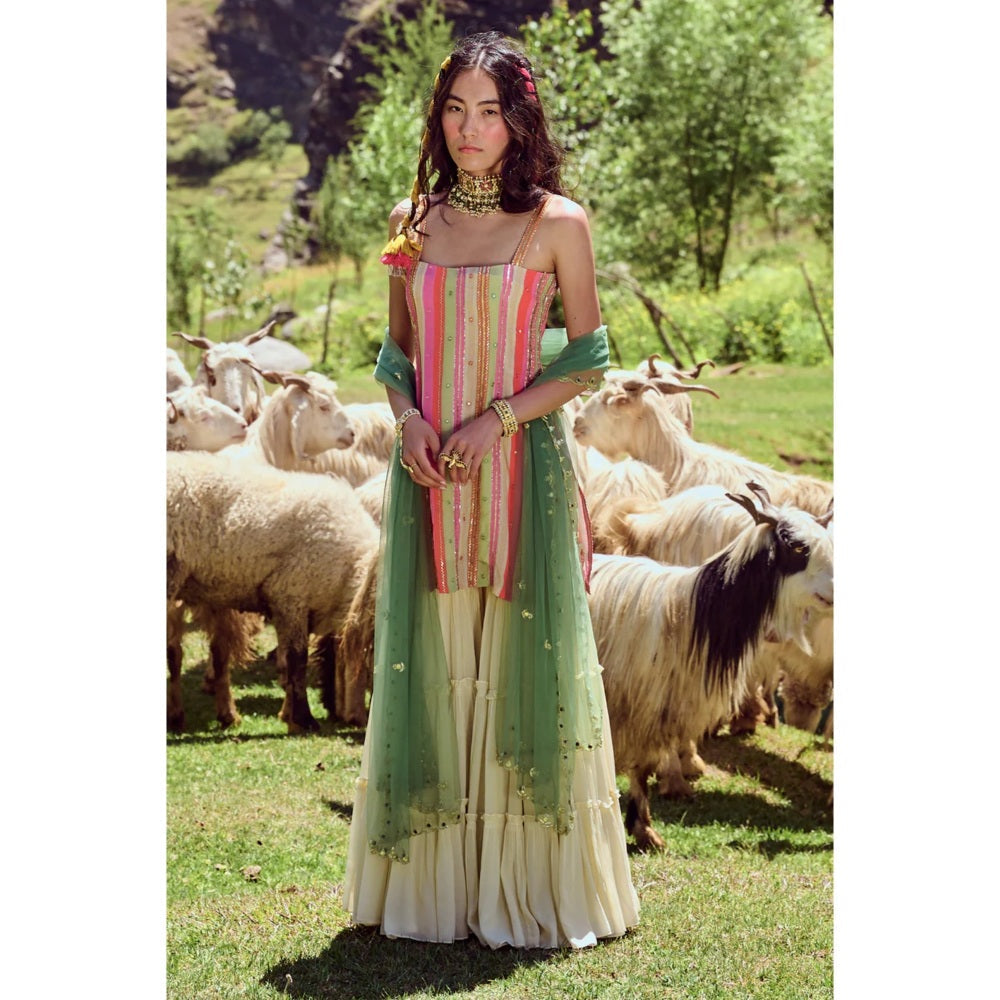 Paulmi & Harsh Multicoloured Stripes Print Kurta (Set of 3)