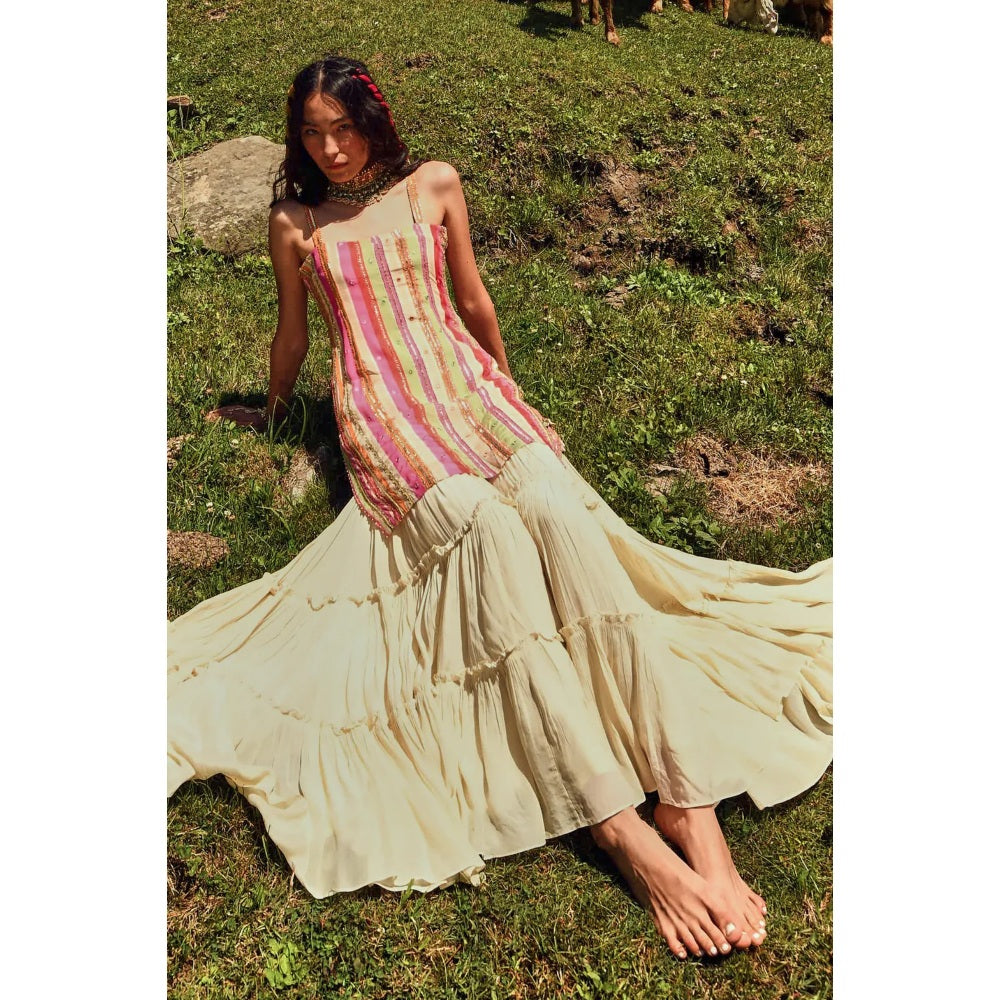 Paulmi & Harsh Multicoloured Stripes Print Kurta (Set of 3)