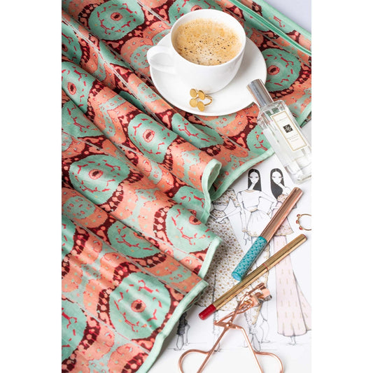 PS Accessories by Payal Singhal Payal Singhal Coral Evil Eye Print Silkmul Full Width Scarf for Women
