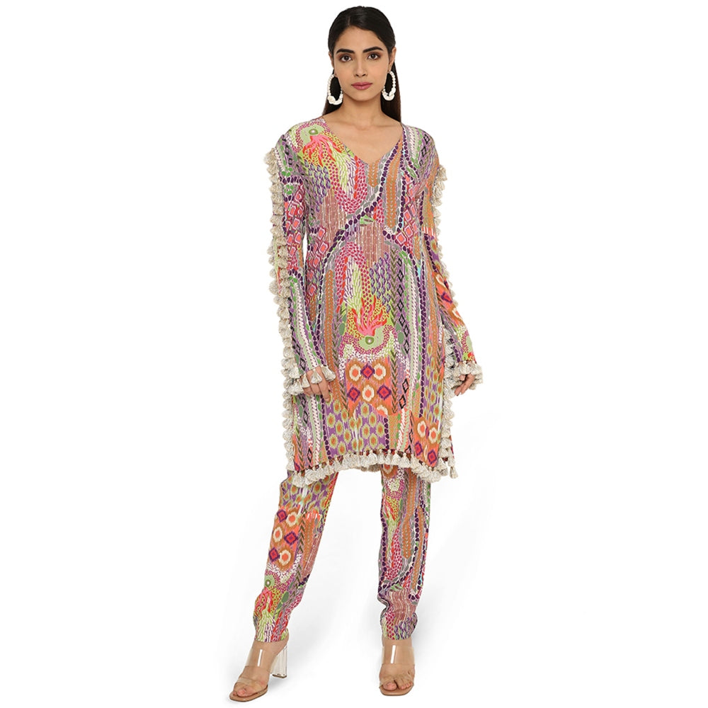 PS Pret by Payal Singhal Zunaira African Print Crepe Top with Cigarette Pants (Set of 2)