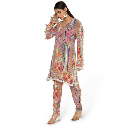 PS Pret by Payal Singhal Zunaira African Print Crepe Top with Cigarette Pants (Set of 2)