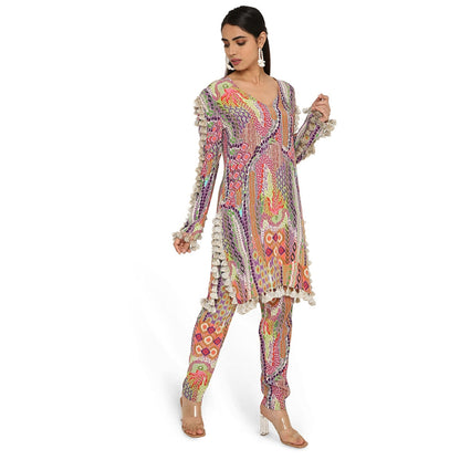 PS Pret by Payal Singhal Zunaira African Print Crepe Top with Cigarette Pants (Set of 2)