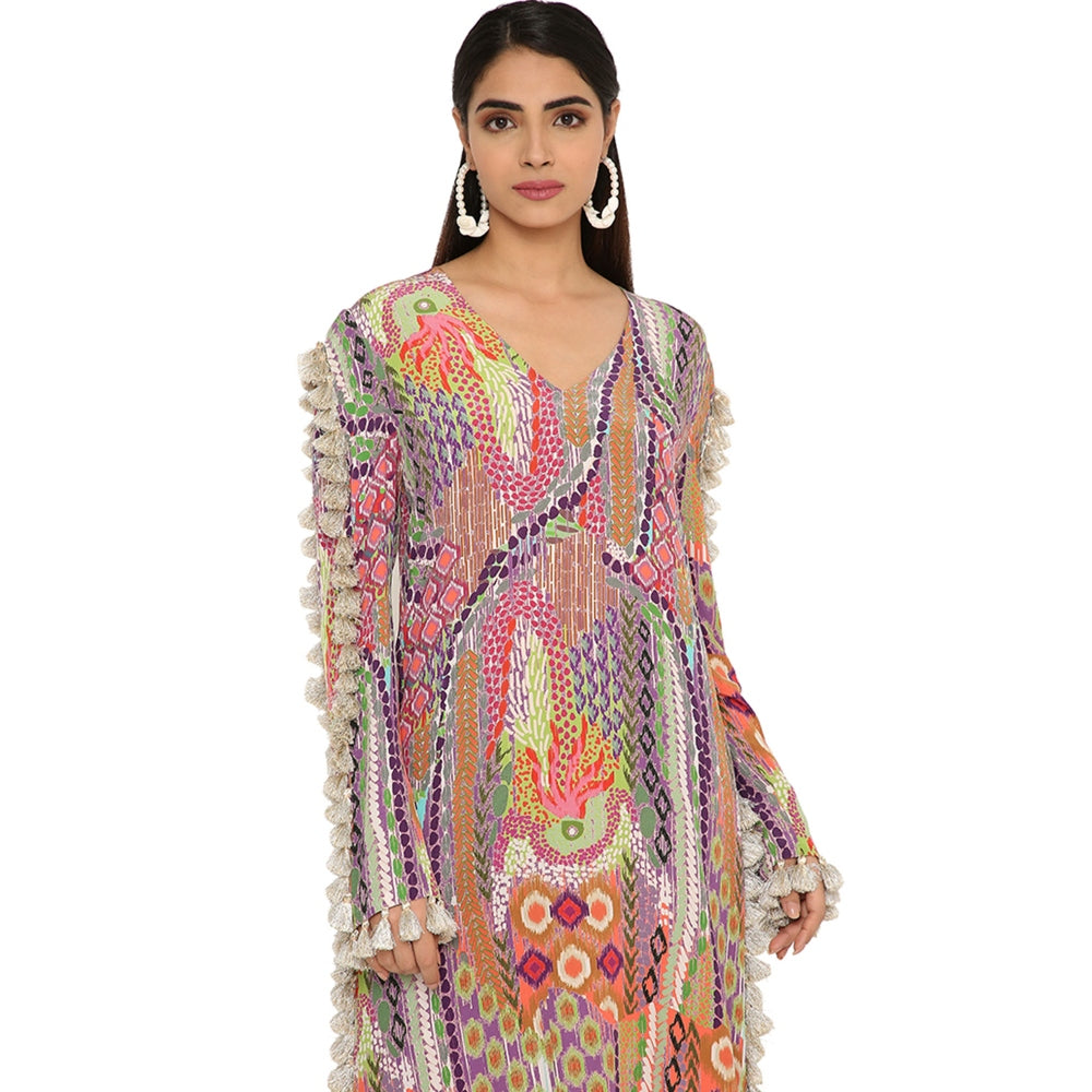 PS Pret by Payal Singhal Zunaira African Print Crepe Top with Cigarette Pants (Set of 2)