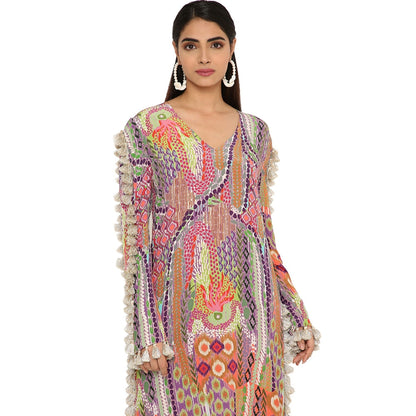 PS Pret by Payal Singhal Zunaira African Print Crepe Top with Cigarette Pants (Set of 2)