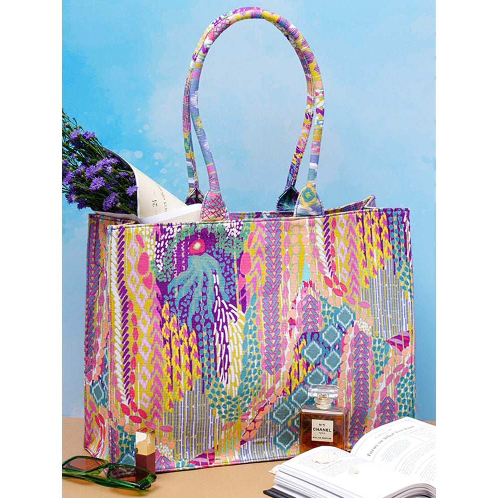 Payal Singhal Lime African Multi Colour Printed Canvas Tote Bag