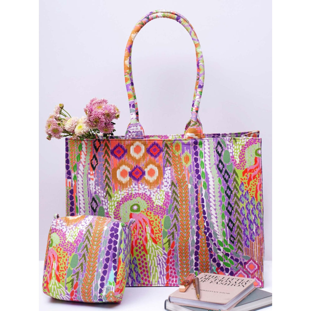 Payal Singhal African Multi Colour Printed Canvas Tote Bag