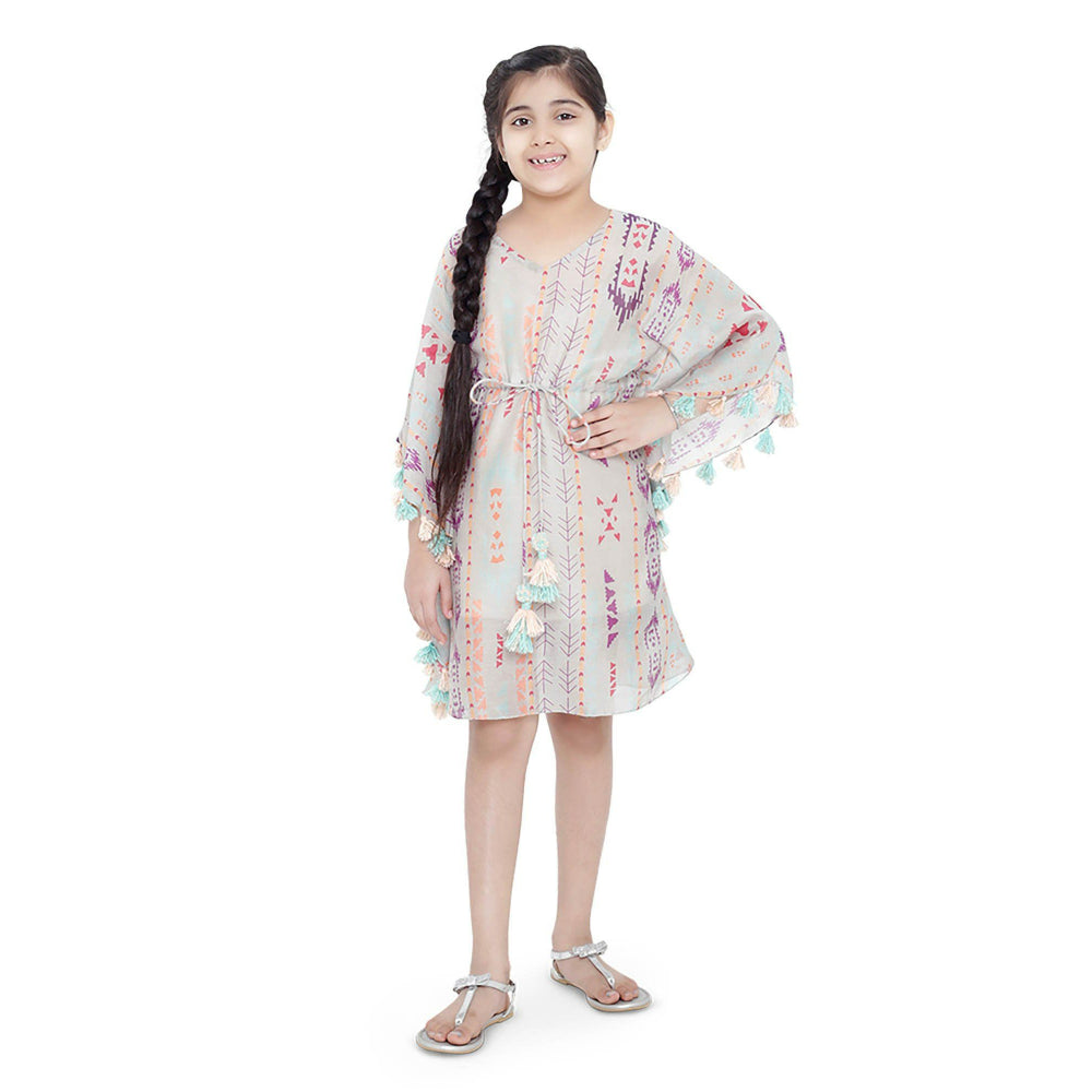Ps Kids By Payal Singhal Grey Printed Dress