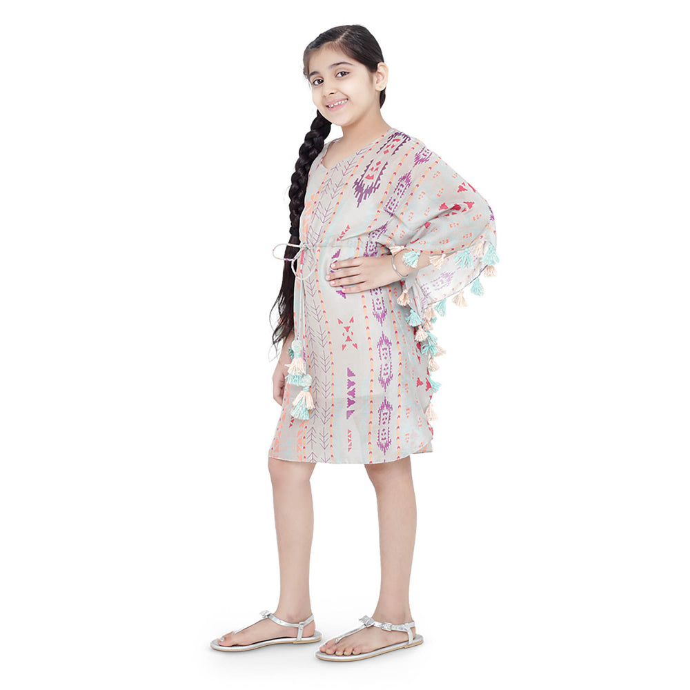 Ps Kids By Payal Singhal Grey Printed Dress