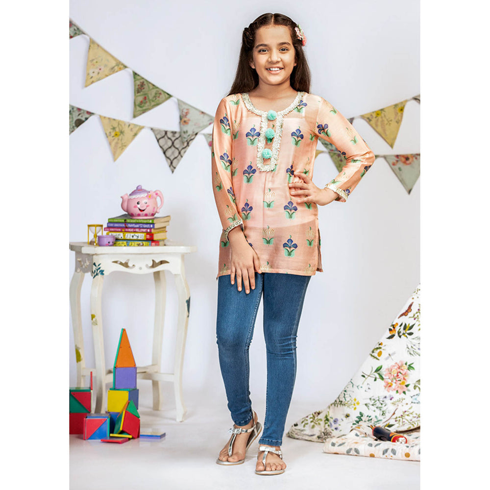 Ps Kids By Payal Singhal Coral Printed Silkmul Tunic