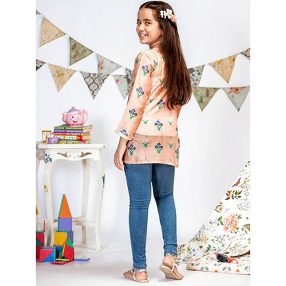 PS Kids By Payal Singhal Coral Printed Silkmul Tunic