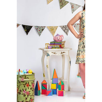 PS Kids By Payal Singhal Cream Printed Kurta with Churidar And Dupatta (Set of 3)