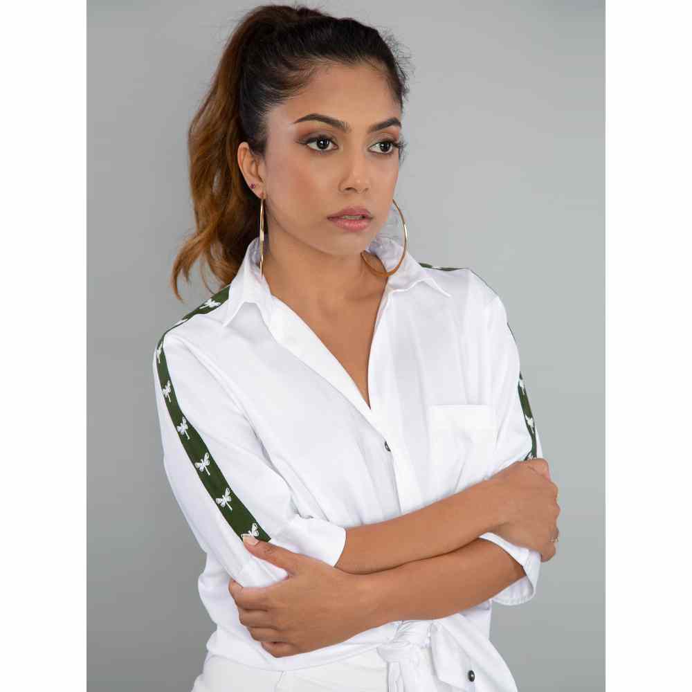 Pallavi Swadi White Embroidered Butterfly Shirt