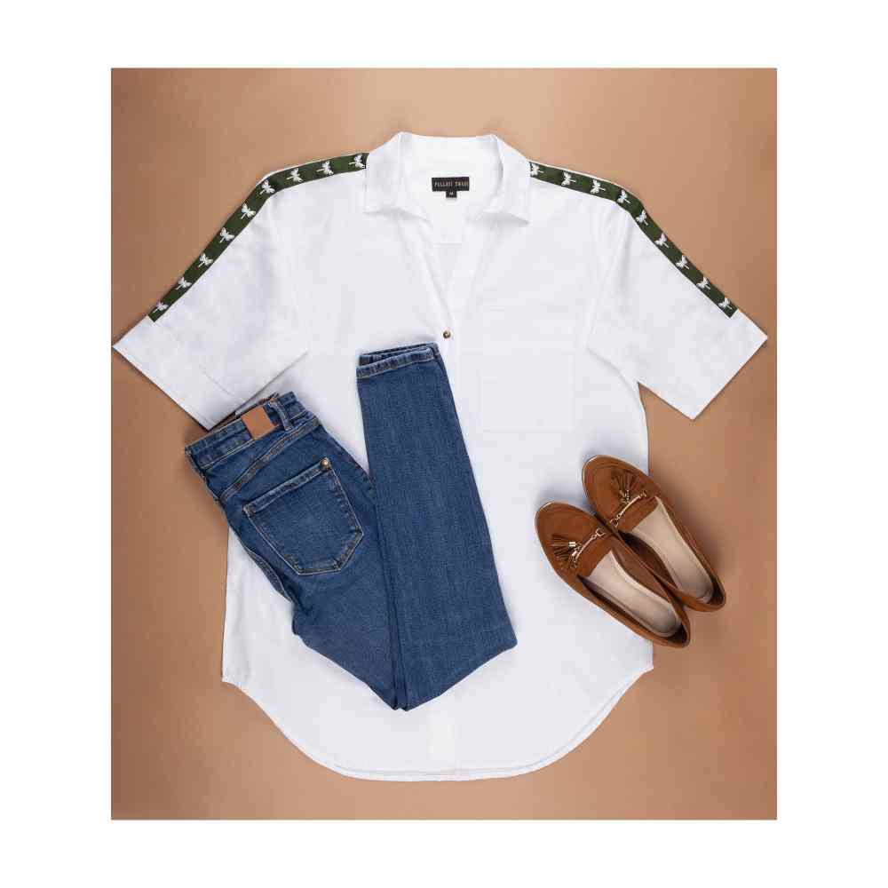 Pallavi Swadi White Embroidered Butterfly Shirt