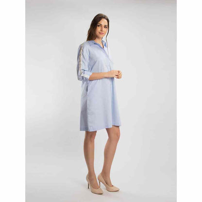 Pallavi Swadi Sky Blue Swarovski Shirt Dress