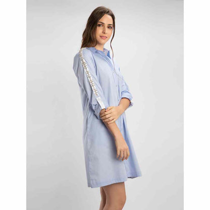 Pallavi Swadi Sky Blue Swarovski Shirt Dress