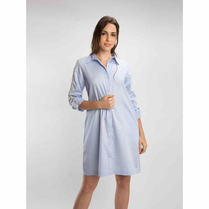 Pallavi Swadi Sky Blue Swarovski Shirt Dress
