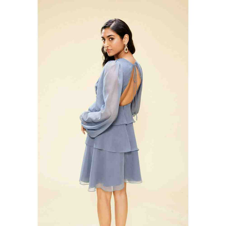 Poppi Grey solid Periwinkle Dress