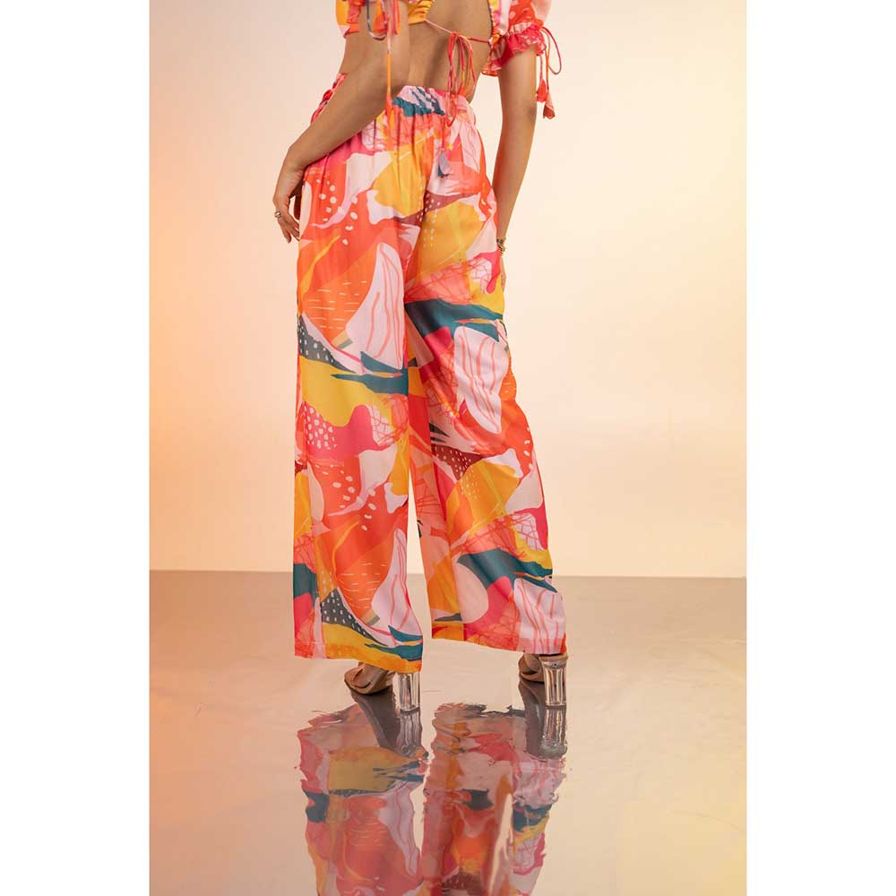 Poppi Printed Tie Up Wide Legged Miami Trousers