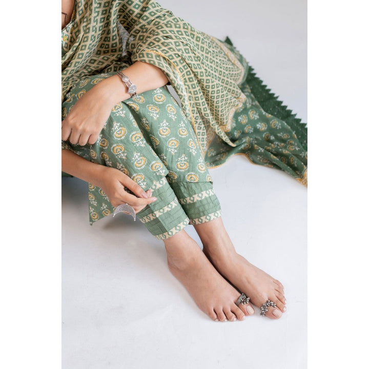 Prakriti Jaipur Green Bootie Dupatta