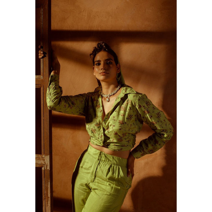 Prakriti Jaipur Aarya Jaal Shirt in Green