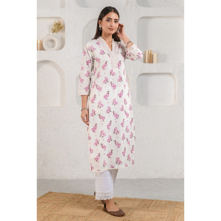 Prakriti Jaipur White Rose Kurta