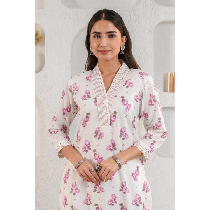 Prakriti Jaipur White Rose Kurta