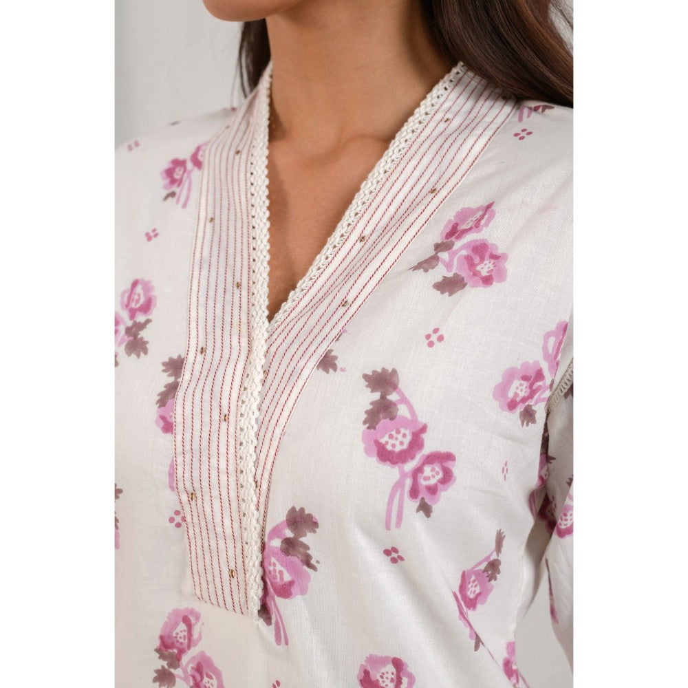 Prakriti Jaipur White Rose Kurta