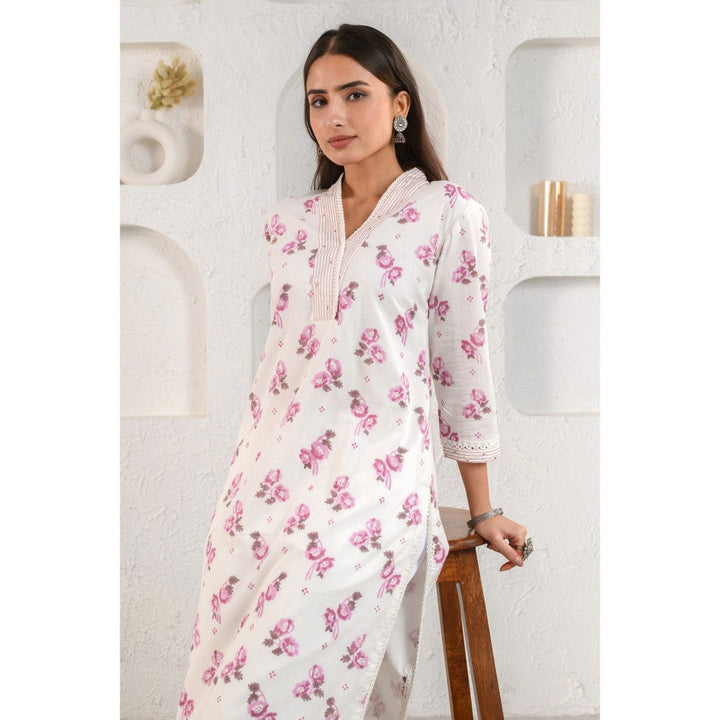 Prakriti Jaipur White Rose Kurta