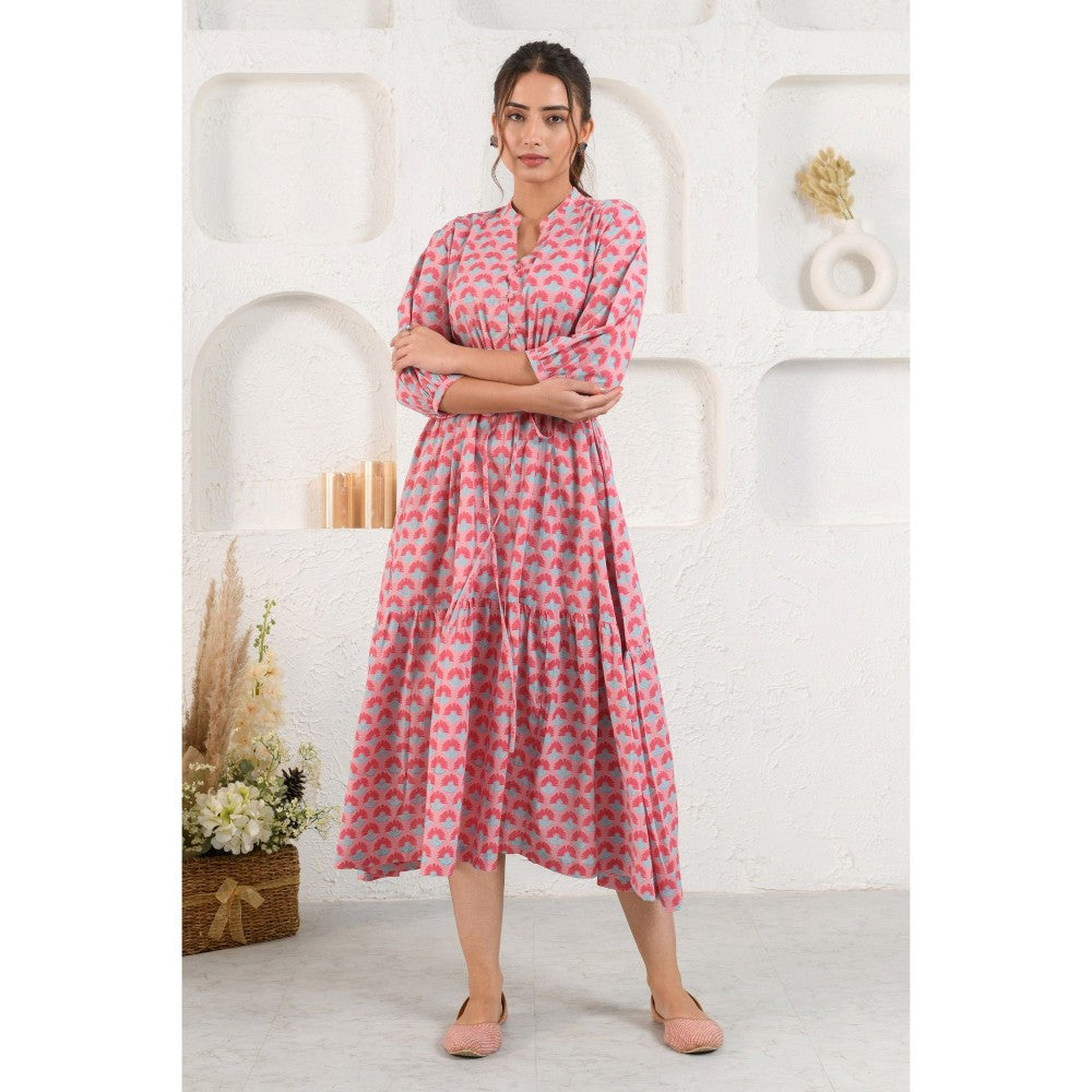 Prakriti Jaipur Pink Lay Tie Up Midi Dress