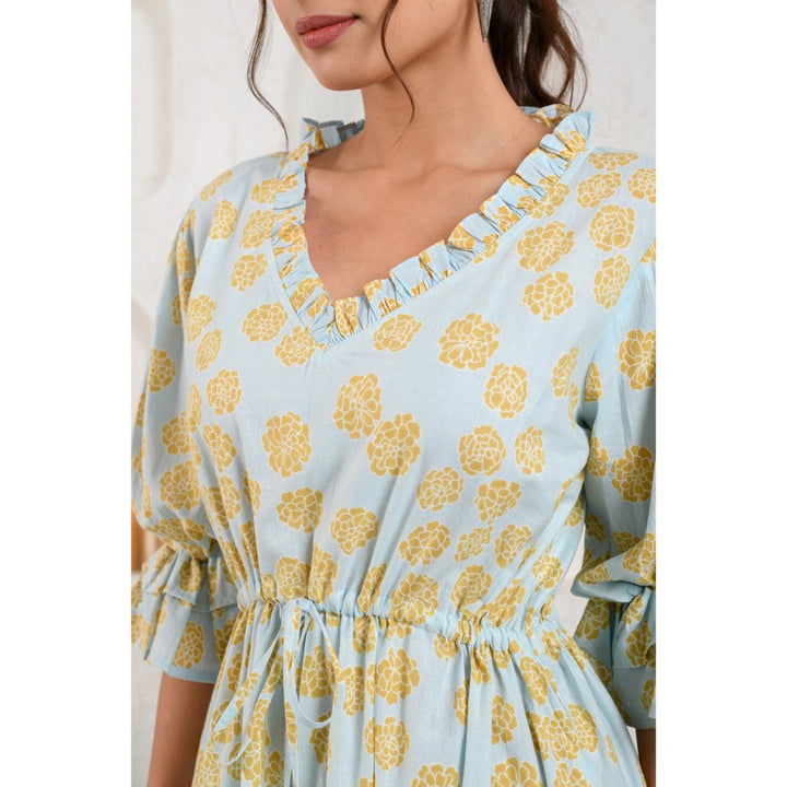 Prakriti Jaipur Blue Marigold Tie Midi Dress