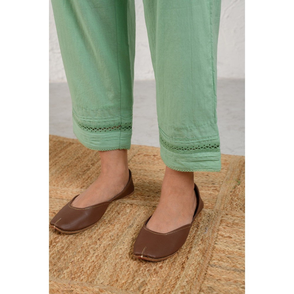 Prakriti Jaipur Green Pleated Lace Pants