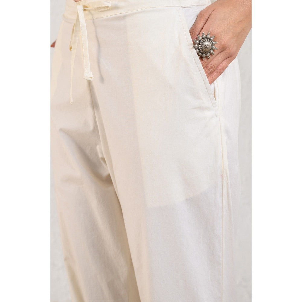 Prakriti Jaipur Off White Lace Pintucked Pants