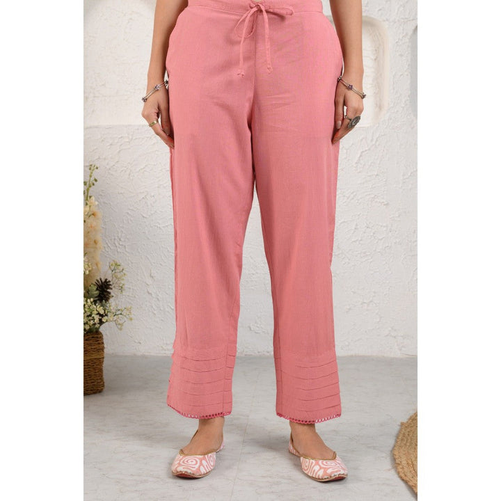 Prakriti Jaipur Dusty Pink Pleated Lace Pants