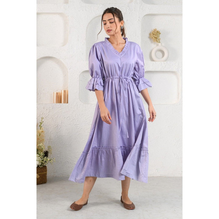 Prakriti Jaipur Purple Tie Frill Midi Dress