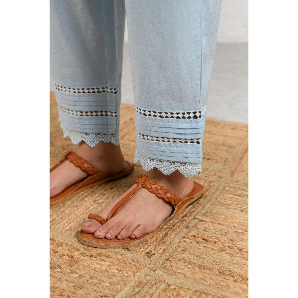 Prakriti Jaipur Blue Pintucked Lace Pants
