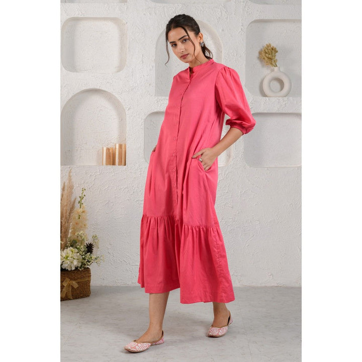Prakriti Jaipur Pink Poplin Midi Dress