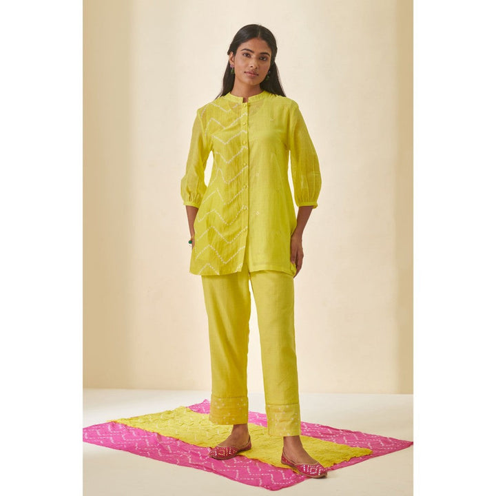Prakriti Jaipur Lime Green Bandhani Block Co-Ord (Set of 2)