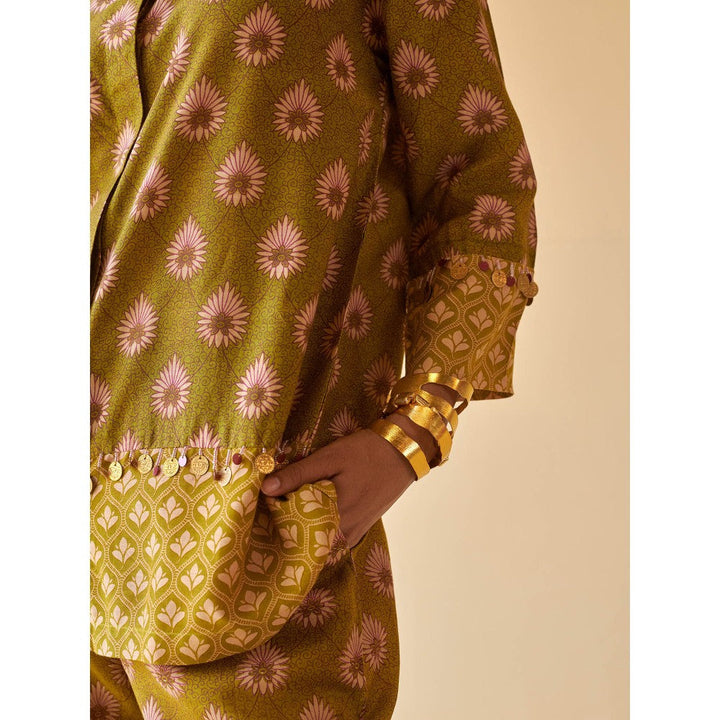 Prakriti Jaipur Green Mehendi Block Printed Shirt & Pant Co-Ord (Set of 2)