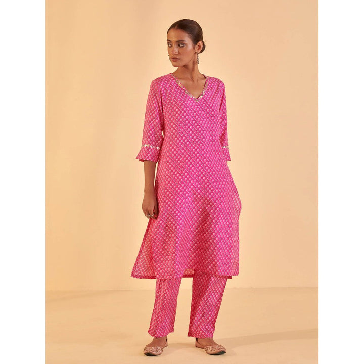 Prakriti Jaipur Pink Printed Kurta & Pant (Set of 2)