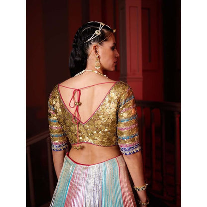 PRATIBHA SULTANIA Panelled Gotta Lined Lehenga with A Embellished Blouse & Dupatta (Set of 3)