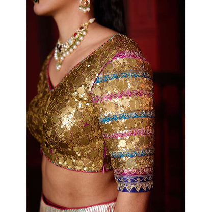 PRATIBHA SULTANIA Panelled Gotta Lined Lehenga with A Embellished Blouse & Dupatta (Set of 3)